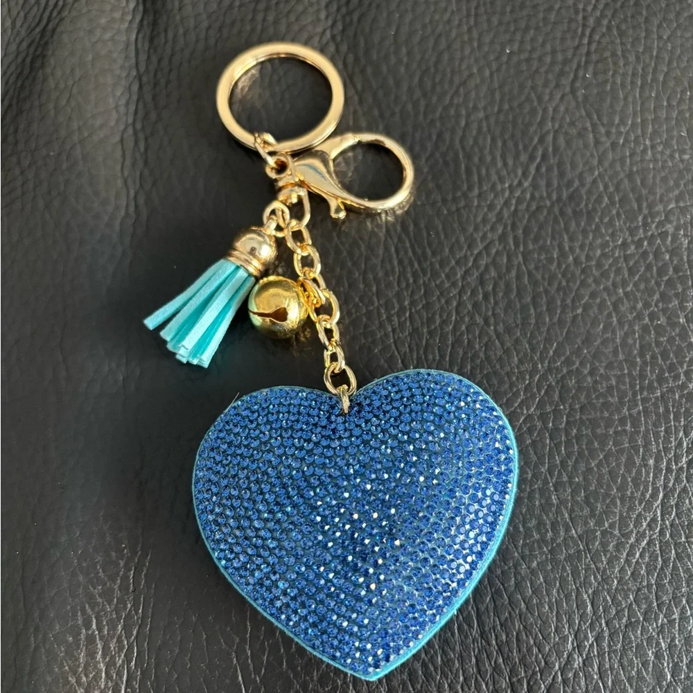 Blue Heart Bag Charm Keychain - Picture 2 of 5